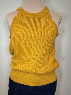 Madewell knit sweater tank top, racerback, 100% cotton, golden yellow, XXS